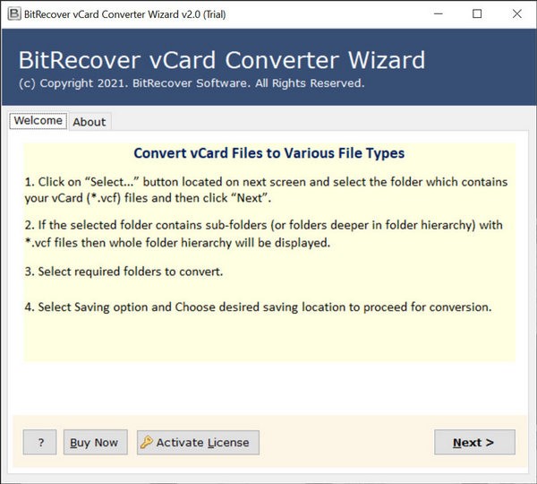 vCard转换软件下载 BitRecover vCard Converter Wizard(vCard文件转换器工具) v2.0.0 官方安装版-1