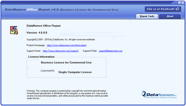 数据恢复软件下载 DataNumen Office Repair数据恢复工具 v4.6.0.0 官方安装版-1