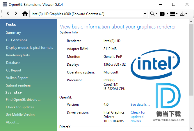 OpenGL Extensions Viewer下载 - OpenGL Extensions Viewer 显卡测试工具 6.0.8 官方版