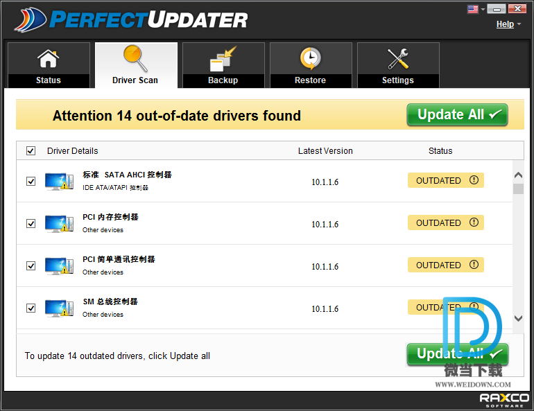 Raxco PerfectUpdater下载 - Raxco PerfectUpdater 驱动检测更新软件 2.0.651.18068 破解版