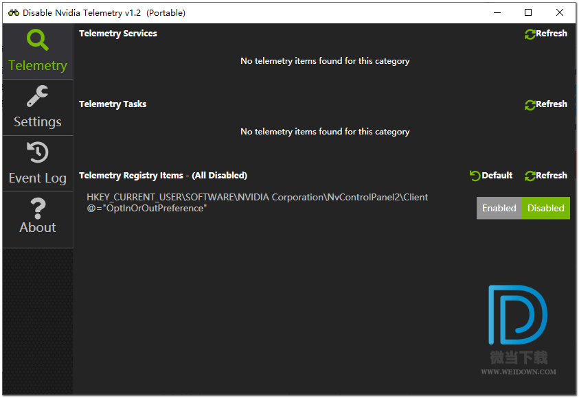 Disable Nvidia Telemetry下载 - Disable Nvidia Telemetry 禁用NVIDIA遥测工具 1.2.0.24 官方便携版