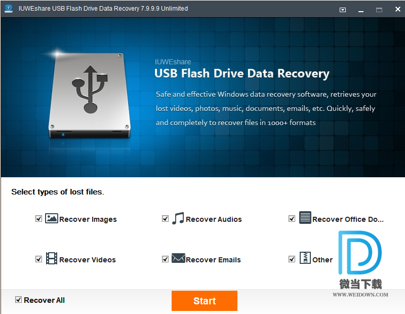 IUWEshare USB Flash Drive Data Recovery下载 - IUWEshare USB Flash Drive Data Recovery U盘数据恢复工具 7.9.9.9 破解版