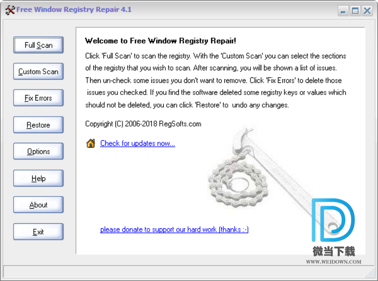 Free Window Registry Repair下载 - Free Window Registry Repair 注册表修复工具 4.1 免费版