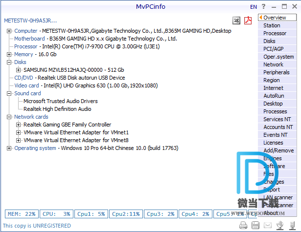 MvPCinfo下载 - MvPCinfo 硬件信息检测工具 3.10 免装版