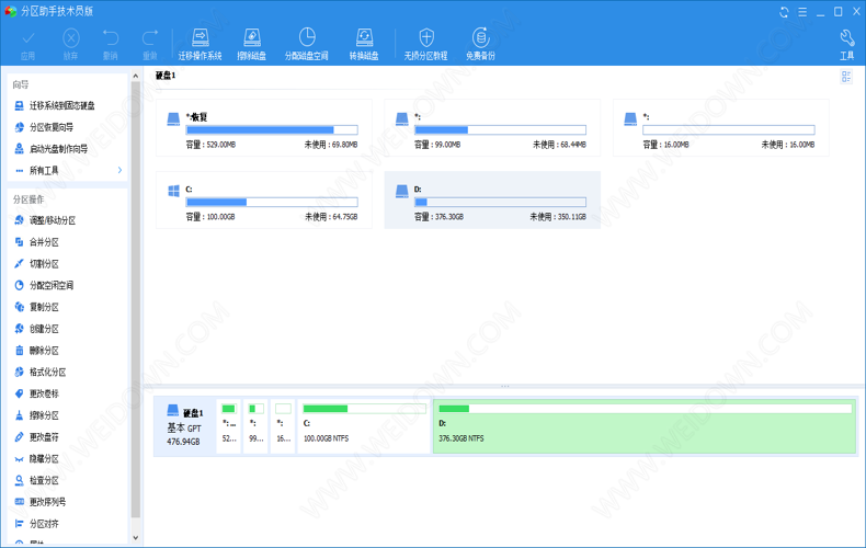 傲梅分区助手下载 - 傲梅分区助手 AOMEI Partition Assistant 8.10 WinPE精简绿色单文件版