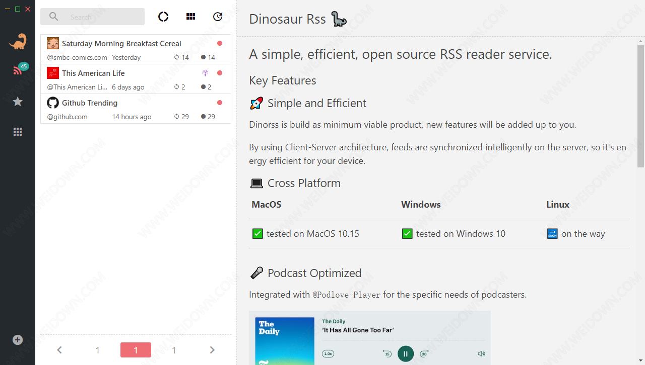 Dinosaur Rss下载 - Dinosaur Rss 0.3.2 Beta 官方版