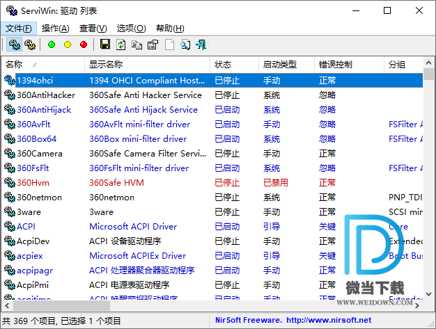 ServiWin下载 - ServiWin 系统驱动和服务管理工具 1.71 绿色中文版