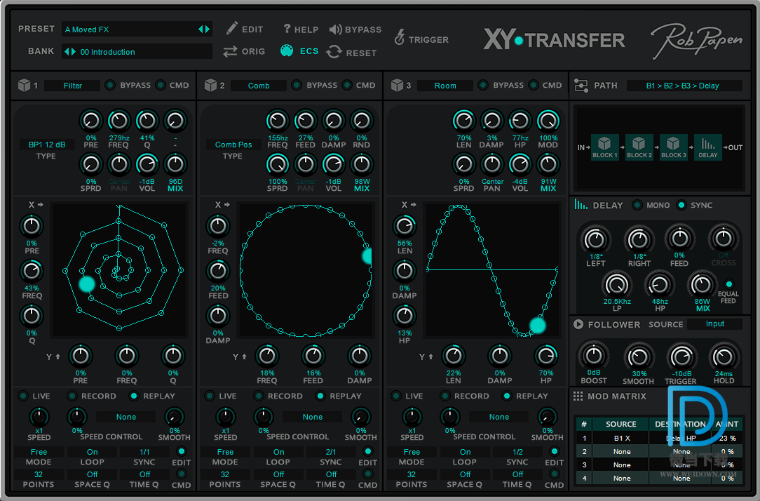 Rob Papen XY-Transfer下载 - Rob Papen XY-Transfer 创意滤波效果插件 1.0.0 破解版