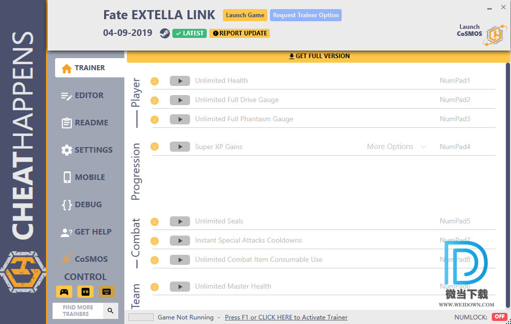 Fate/EXTELLA LINK十三项修改器下载 - Fate/EXTELLA LINK十三项修改器 3.0 免费版