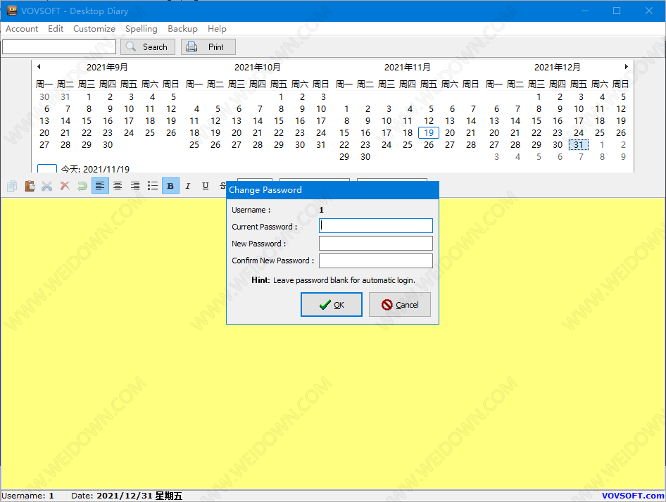 VovSoft Desktop Diary-1