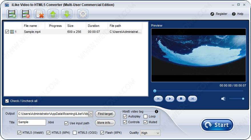 iLike Video to HTML5 Converter