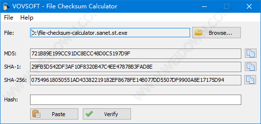 VovSoft File Checksum Calculator