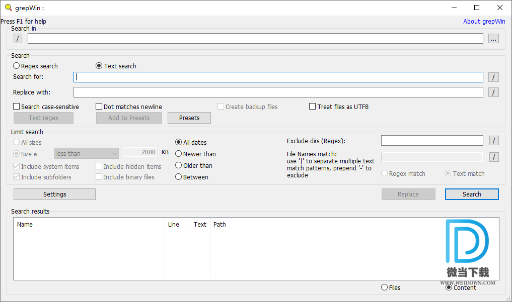 grepWin下载 - grepWin 文件搜索替换工具 2.0.3 免装版