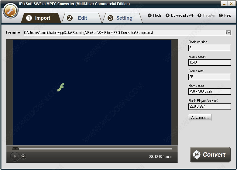 iPixSoft SWF to MPEG Converter