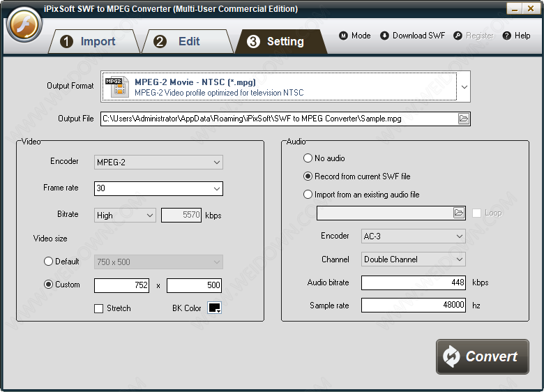 iPixSoft SWF to MPEG Converter