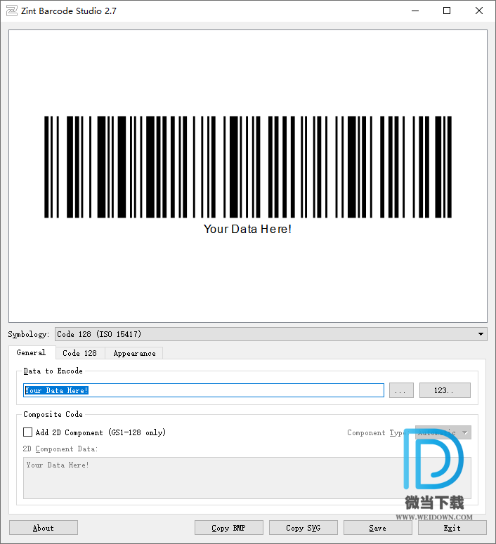 Zint Barcode Studio下载 - Zint Barcode Studio 条形码生成工具 2.7.0 绿色便携版