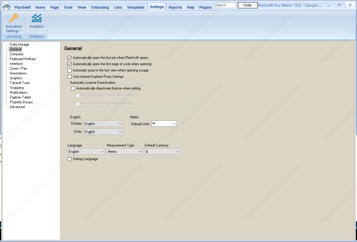 PlanSwift Pro Metric