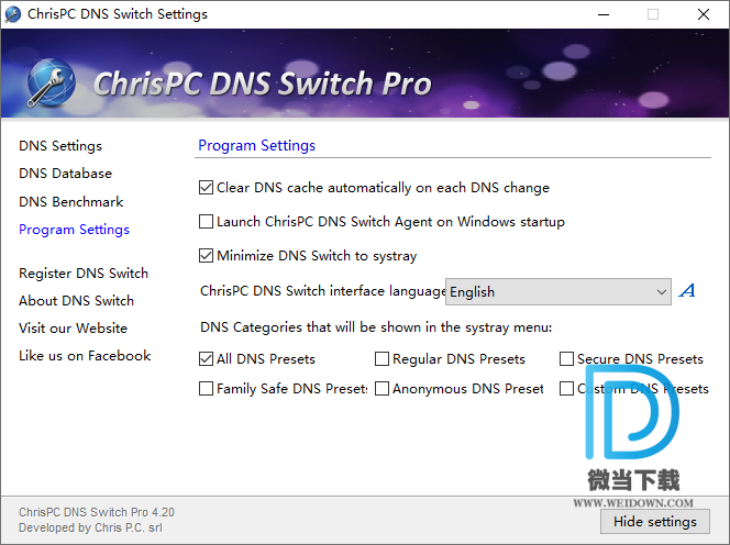 ChrisPC DNS Switch Pro下载 - ChrisPC DNS Switch Pro DNS切换软件 4.20 破解版