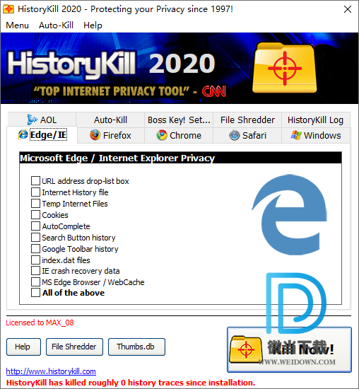 HistoryKill下载 - HistoryKill 浏览器历史记录删除工具 2020.0.1 破解版