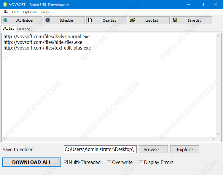 VovSoft Batch URL Downloader-2