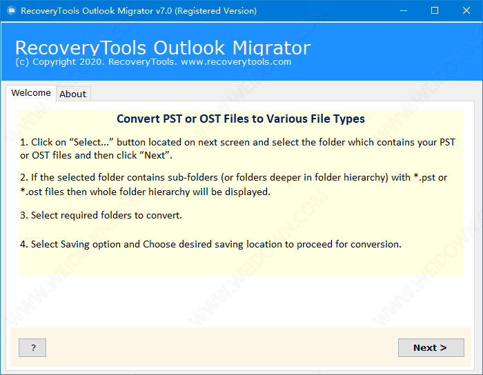 RecoveryTools Outlook Migrator下载 - RecoveryTools Outlook Migrator 7.0 破解版