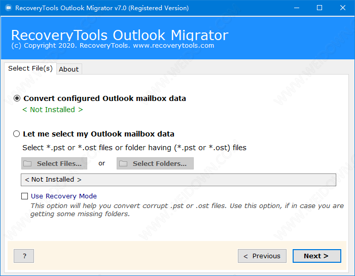 RecoveryTools Outlook Migrator下载 - RecoveryTools Outlook Migrator 7.0 破解版