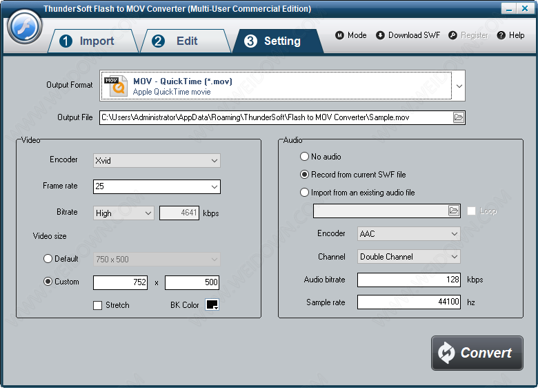 ThunderSoft Flash to MOV Converter