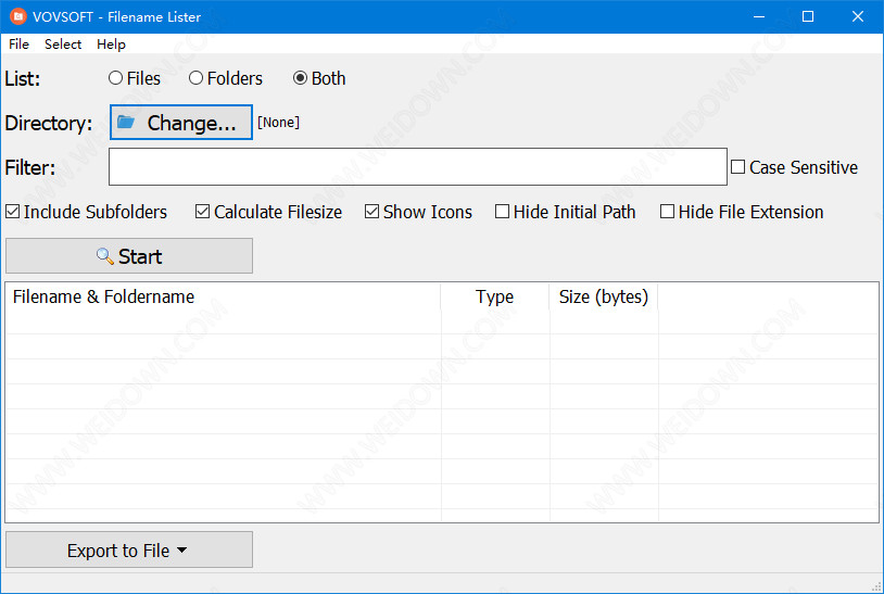 VovSoft Filename Lister