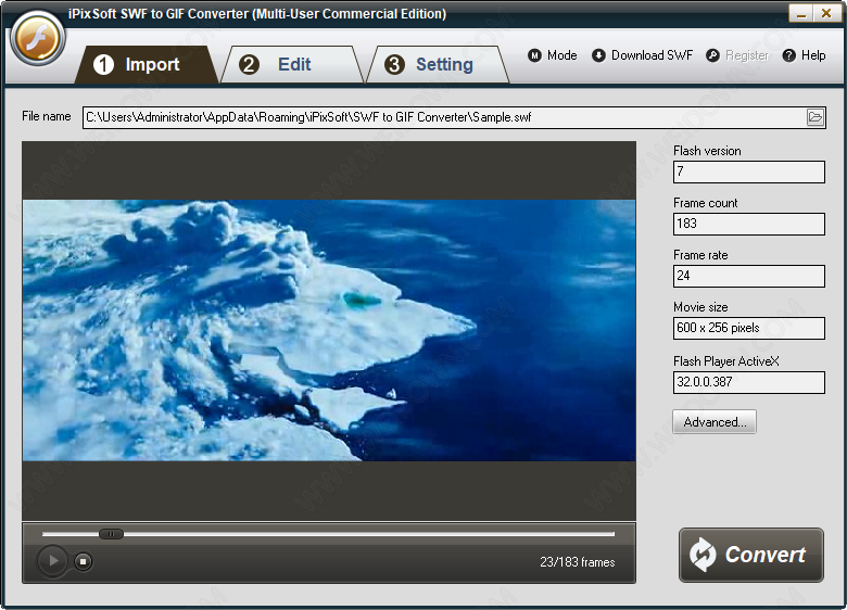 iPixSoft SWF to GIF Converter
