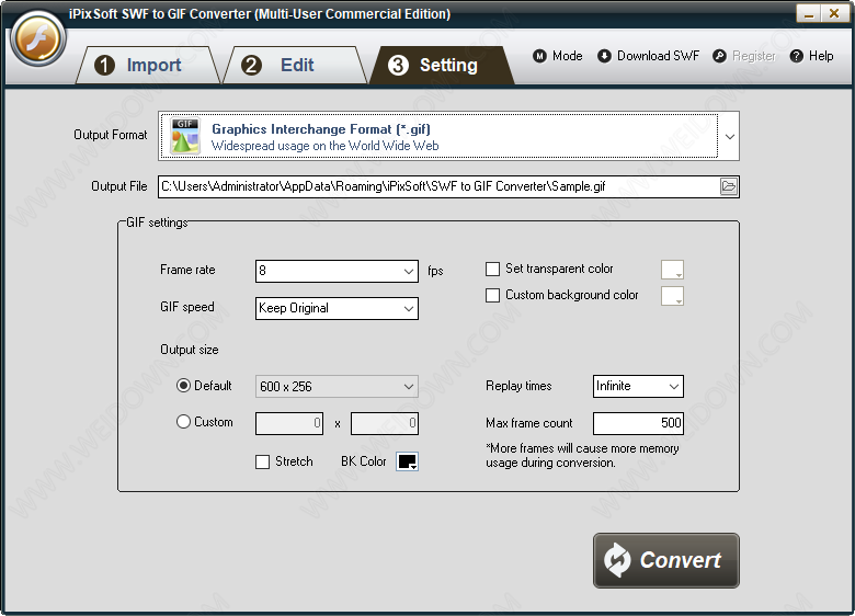 iPixSoft SWF to GIF Converter