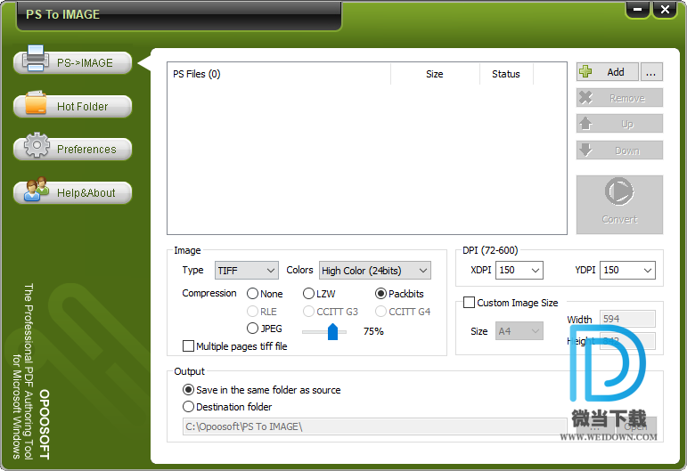 OpooSoft PS To IMAGE Converter下载 - OpooSoft PS To IMAGE Converter PS文件转图像格式工具 5.6 破解版