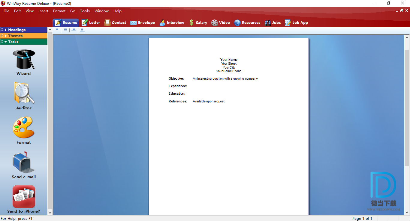 WinWay Resume Deluxe下载 - WinWay Resume Deluxe 简历制作软件 14.00.018 破解版