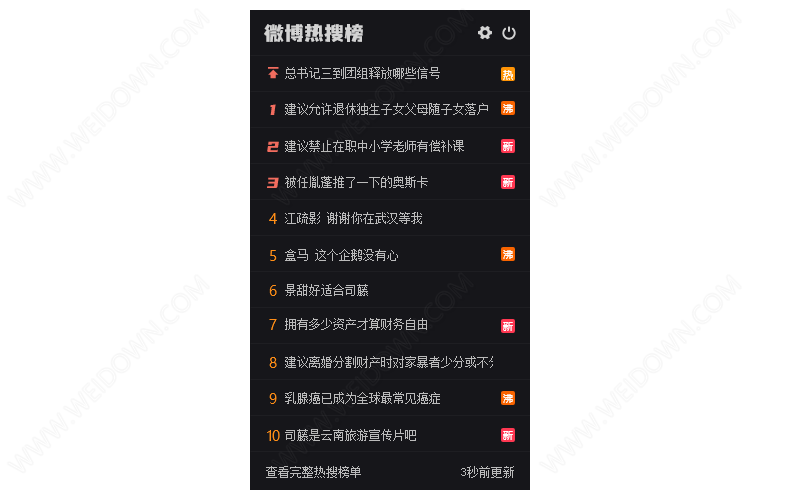 微博热搜榜桌面小工具下载 - 微博热搜榜桌面小工具 1.0 免费版