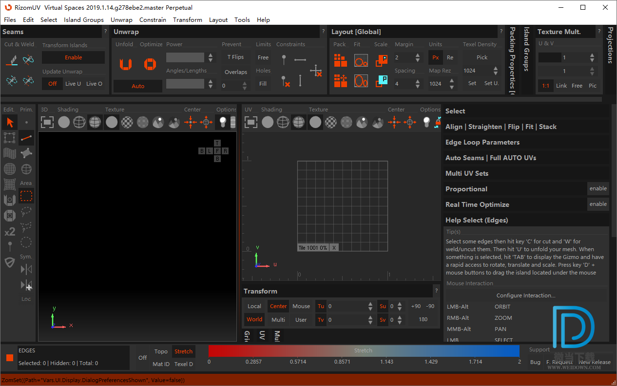 Rizom-Lab RizomUV Virtual Spaces下载 - Rizom-Lab RizomUV Virtual Spaces 三维模型展UV软件 2019.1.14 破解版