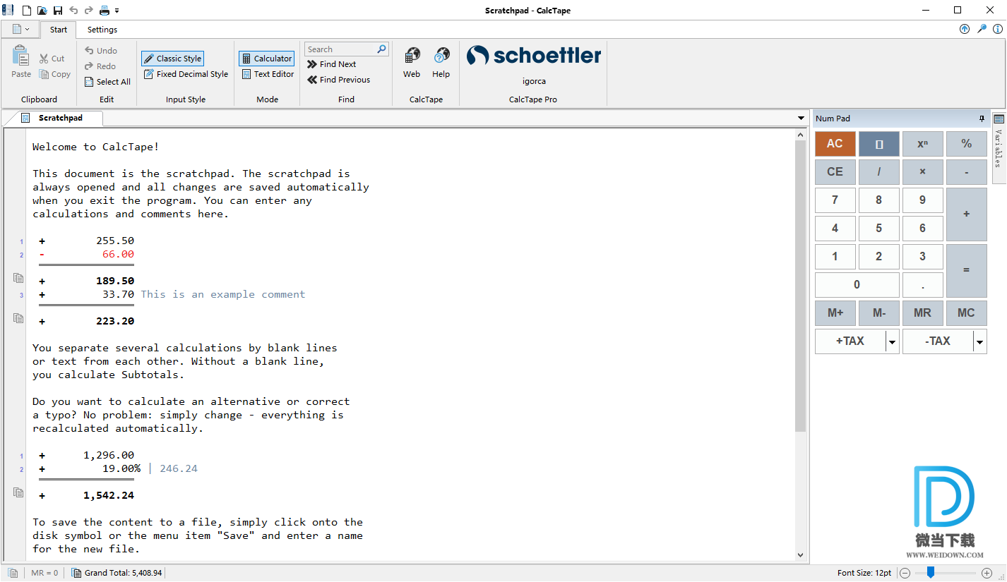 Schoettler CalcTape Pro下载 - Schoettler CalcTape Pro 桌面计算器 6.0.4 破解版